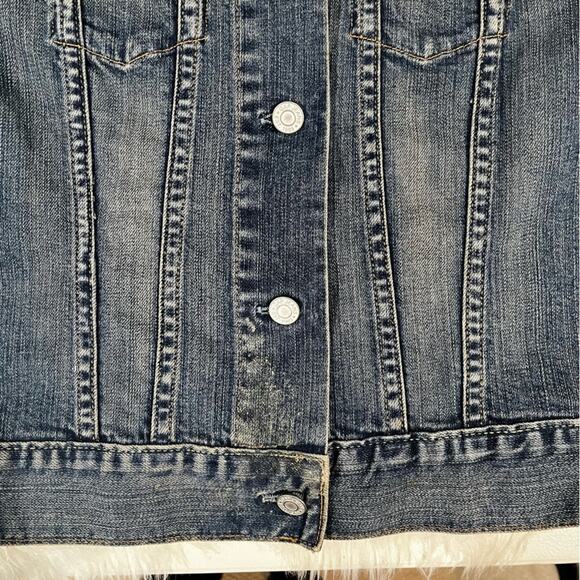 NEW GAP Vintage Y2K Distressed Denim Jean Classic Cropped Jacket Buttons XS NWOT - Picture 8 of 16